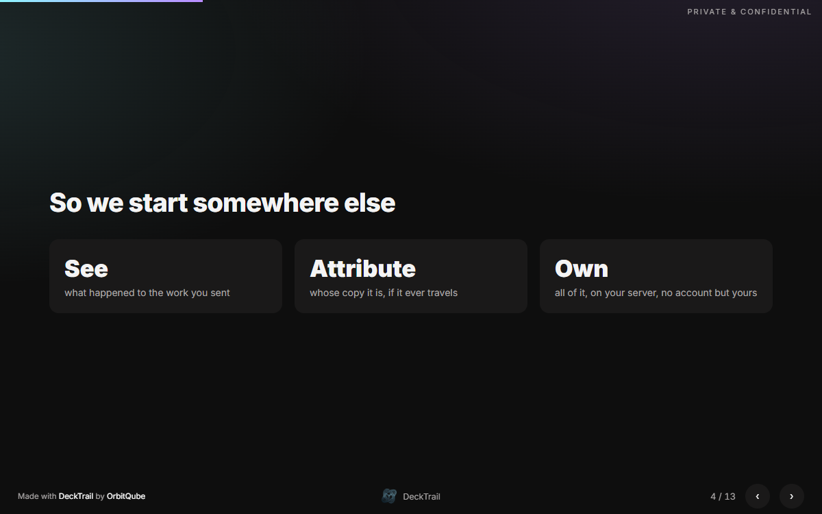 The same example deck rendered in the The default look.