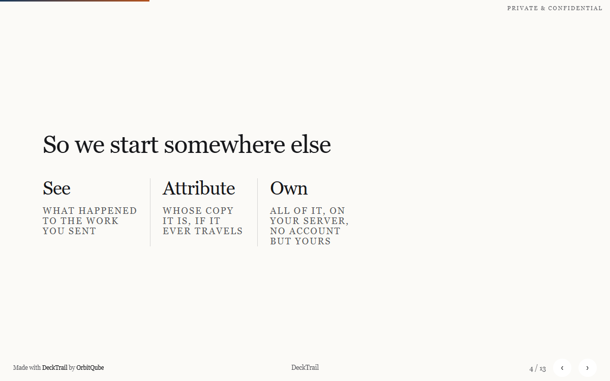 The same example deck rendered in the Editorial look.
